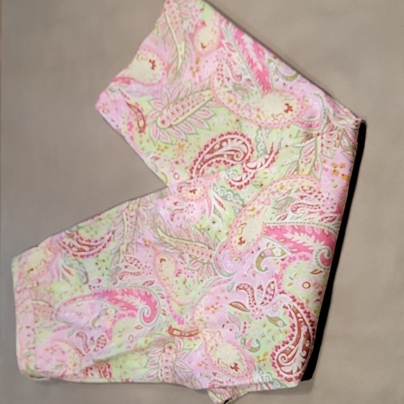 Charter Club Golf Size 10 Pistachio Green and Pink Paisley Ankle Length Pants - Picture 5 of 12